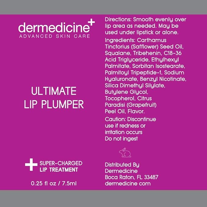 Ultimate Lip Plumper Super-Charged Lip Treatment w/Peptides, Vitamin E & Hyaluronic Spheres | May Enhances and Boost Lips for a Plumper Appearance 0.25 fl oz / 7.5ml-VivaGrace Women
