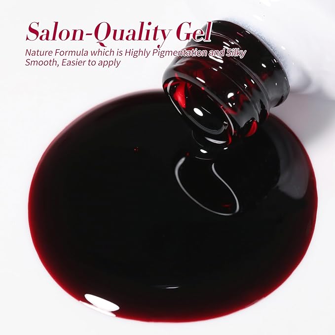 Born Pretty Jelly Burgundy Gel Nail Polish Ruby Red Glitter Cat Magnetic Eye Gel Nail Polish Fall Winter Blood Cherry Wine Red Gel Polish Glitter Soak Off Nail Art Salon Manicure Home Gift 7ml 6pcs-VivaGrace Women