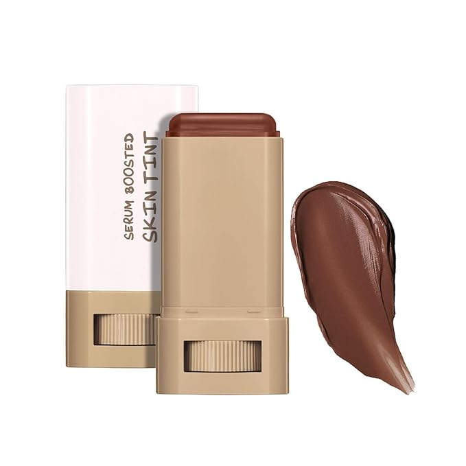 Multi-Use Foundation Stick Beauty Balm Serum Boosted Skin Tint, On-The-Go Tinted Solid Serum, Lightweight and Buildable Creamy Skin Tint Stick Makeup, Natural Finish(01#)-VivaGrace Women