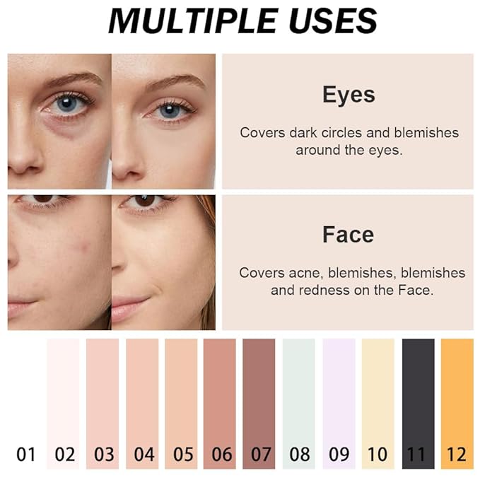 Kaely Color Correcting Concealer,Cream Pot Concealer Full Coverage,under Eye Concealer Palette for Conceals Dark Circles,Waterproof Foundation Face Makeup,10 Yellow-VivaGrace Women