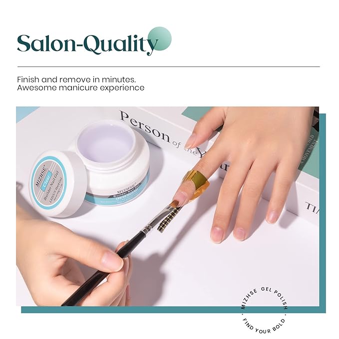 MIZHSE Builder Gel For Nails - 60g Clear Hard Gels Builder Nail Gels For Extension Gel Nails Strengthen Nail Art Manicure Kit With 100pcs Dual Forms And Brush-VivaGrace Women