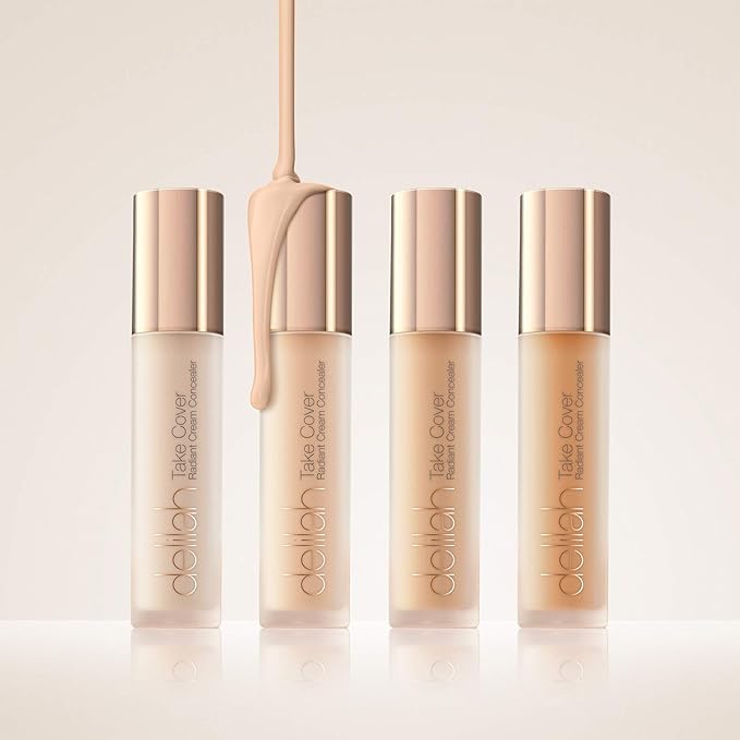 delilah - Take Cover Radiant Cream Concealer - Chashmere - Blendable, Hydrating, Long-Lasting, Light Reflecting, Imperfections Corrector - Enriched with Vitamin E - Medium to Full Coverage - 0.12 Oz-VivaGrace Women