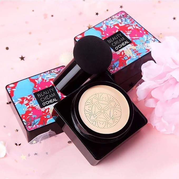 OCHEAL Mushroom Head Air Cushion BB Cream Foundation Cream for Face Makeup Concealer Cushion for Face Comestics Make Up Cushion Compact Natural-VivaGrace Women