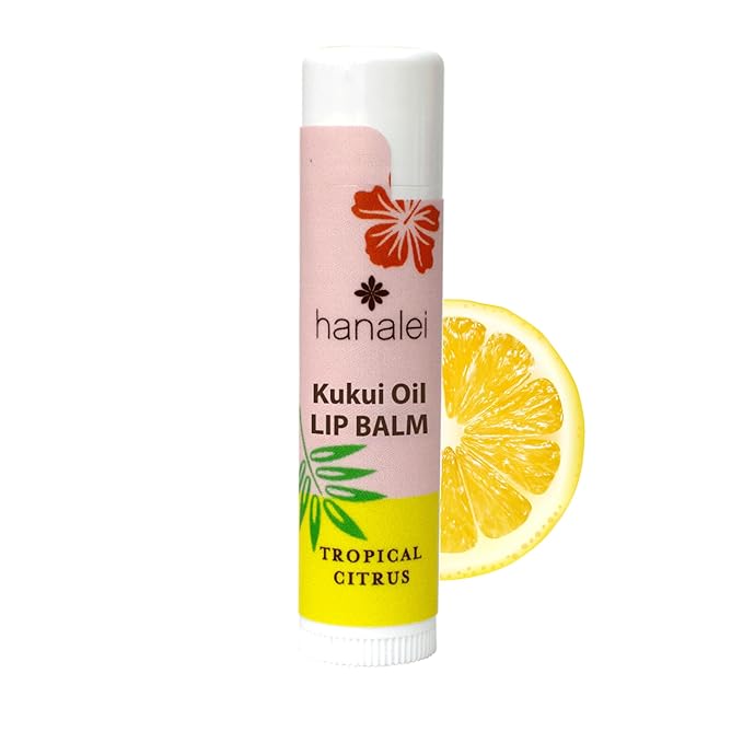Hanalei Lip Balm and Moisturizer - Natural Kukui Oil and Beeswax Lip Moisturizer to Hydrate and Replenish Dry, Chapped Lips - Made in USA - Tropical Citrus-VivaGrace Women