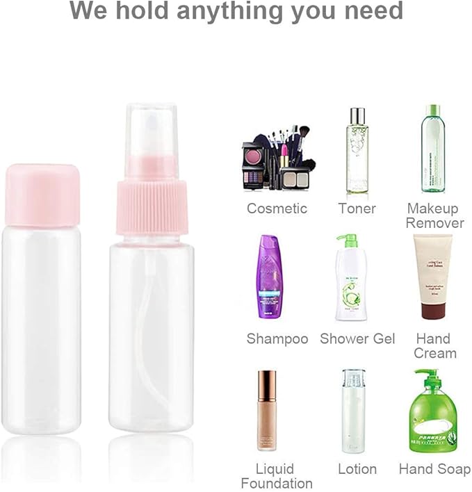 Vitog Travel Bottles Kit, TSA Approved Leak Proof Portable Toiletry Containers Set, Clear PET Flight Size Cosmetic Containers for Lotion, Shampoo, Cream, Soap, Set of 11-VivaGrace Women