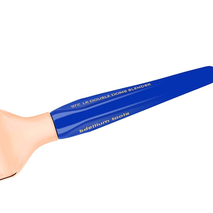 Bdellium Tools Professional Makeup Brush - Golden Triangle 971 Large Slanted Double Dome Blender - With All Vegan and Soft Synthetic Fibers, For Foundation Application & Blending (Blue, 1pc)-VivaGrace Women