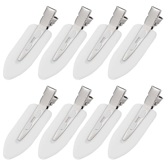 8Pcs No Bend No Crease Hair Clips - Styling Duck Bill Clips Alligator Hair Barrettes for Styling Sectioning, Small Gifts for Women Girl Salon Hairstyle Hairdressing Bangs Waves Makeup, White-VivaGrace Women