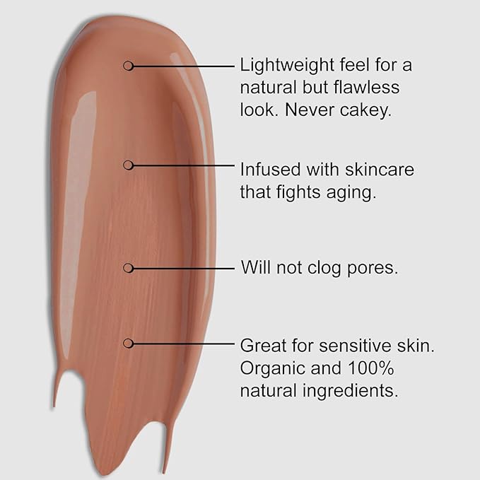 Organic Aloe-Based LUX Liquid Foundation, Natural Vegan Gluten-Free Made in USA, Mocha-VivaGrace Women