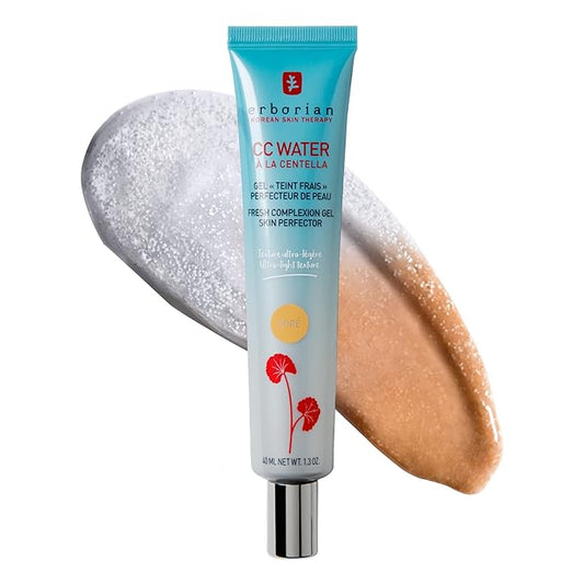 Erborian CC Water with Hyaluronic Acid, Doré - Ultra-Light Aqua Gel Color Corrector with Centella Asiatica & Hyaluronic Acid - Plump, Softer & Hydrated Skin - Korean Skincare Skin Perfector - 1.3 Oz-VivaGrace Women