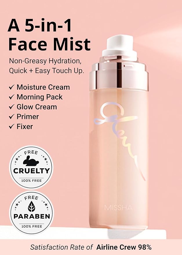 MISSHA Glow Skin Balm To Go Mist, 4-in-1 Hydrating, Refreshing, Makeup-Enhancing, Portable Dewy Glow Spray-VivaGrace Women