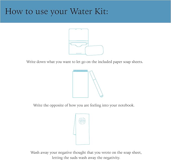 The Water Kit by Two Sage Sisters - Self Care Kit with Soap Sheets, Notebook, Marker, and Washcloth, Bath Shower Sets for Meditation and Relaxation, Mini Spa Kit Self Care Box for Women and Men-VivaGrace Women