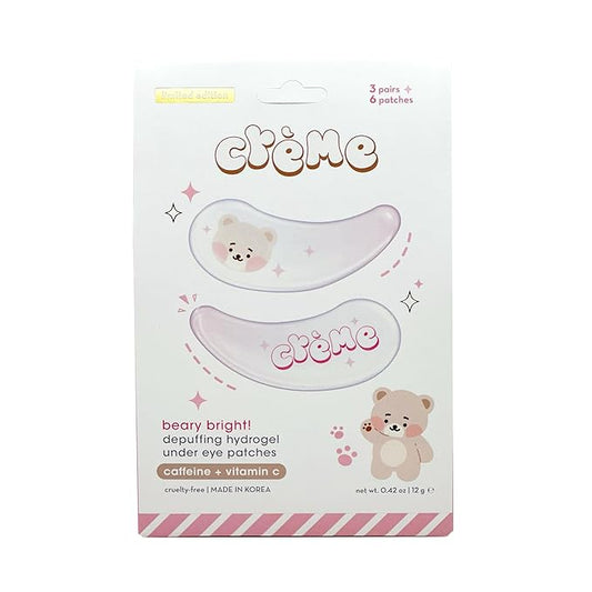 The Crème Shop Boba Bears Beary Bright Depuffing Hydrogel Under Eye Patches, Hydrating Under Eye Patches, Under Eye Patches for Puffy Eyes (Pack of 3)-VivaGrace Women