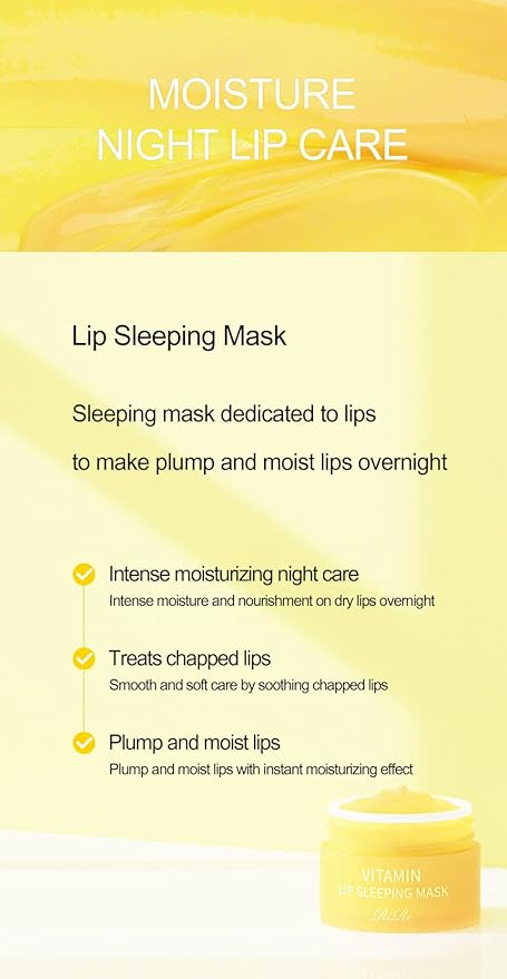 Vitamin Lip Sleeping Mask 10g / 0.35 oz. (Pack of 2) Contains 5,000ppm of vitamin E, Nourishing Moisturizing Elasticity Keratin Care, Lip Balm For Chapped, Cracked, Dry, Wrinkled Lips-VivaGrace Women