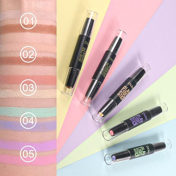 evpct 5Pcs 2In1 Face Cream Makeup Highlighter Highlight Contouring Concealer Contour Sticks Kit Bronzer Highlighter Makeup Stick and Contour Palette Illuminator Highly Piamented Long Lasting Brighten-VivaGrace Women