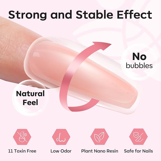 Modelones Poly Nail Gel Kit, 6 Colors Poly Extension Gel Clear Pink White with 48W U V/LED Lamp 3D Nail Charms Builder Slip Solution Complete Toe Manicure Supplies Tools for Starter-VivaGrace Women