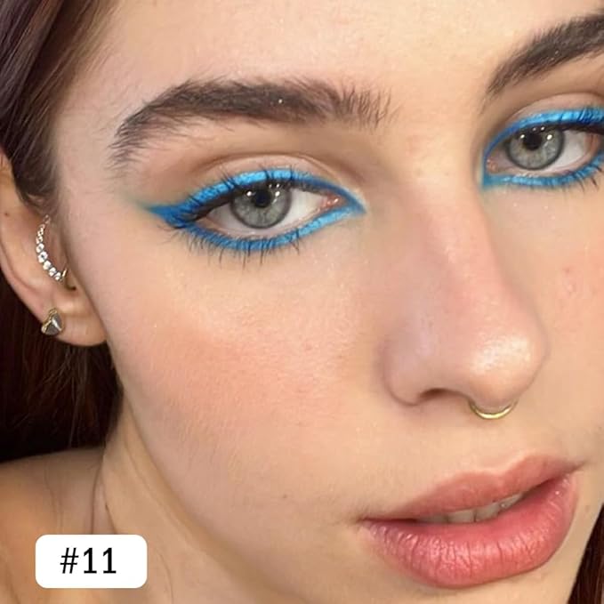 evpct Sea Blue Gel Eyeliner Pencil for Women Waterline Waterproof Smudge Proof Eye Makeup Liners, Blue Mascara Eye Liner Gel Liner Eyeliner with Sharpener delineador de ojos contra el agua 11