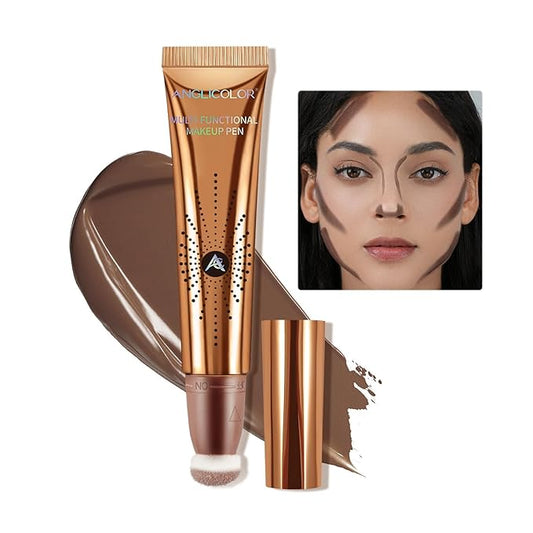 Contour Stick With Cushion Applicator,Liquid Contour Wand,Cream Contour Smooth,Bronzer Stick Lightweight Liquid Bronzer For Face (03)-VivaGrace Women