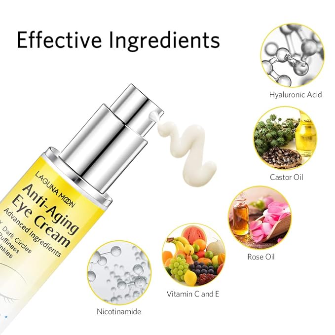 Lagunamoon Advanced Repair Eye Cream - Anti-Aging, Natural, Under Eye Cream - Hyaluronic Acid for Dark Circles, Puffiness, Fine Lines, Wrinkles - for All Skin Types (30mL / 1 Fl Oz)-VivaGrace Women
