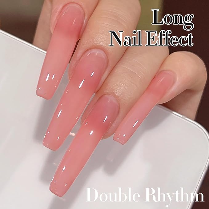 Double Rhythm 0.5Oz Translucent Gel Polish Sheer Neutral Natural Light Milky Same Color Same Bottle 15ML Jelly Gel Polish Art DIY at Home (Pink Rose-A1382)-VivaGrace Women