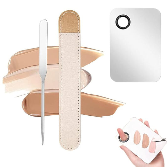 Makeup Spatula and Makeup Palette, Stainless Steel Foundation Palette & Tiny Cosmetic Spatula Tool for Nail, Art, Eye Shadow, Eyelash, Face Makeup-VivaGrace Women