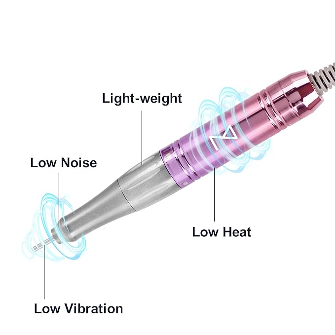 M Mase- Professional Nail Drill Machine - Coreless 2-in-1 Nail File - Electric, Cordless, 35000 RPM, HD Display - Electric Nail Drill for Professional & Home Use (Pink Gold)-VivaGrace Women