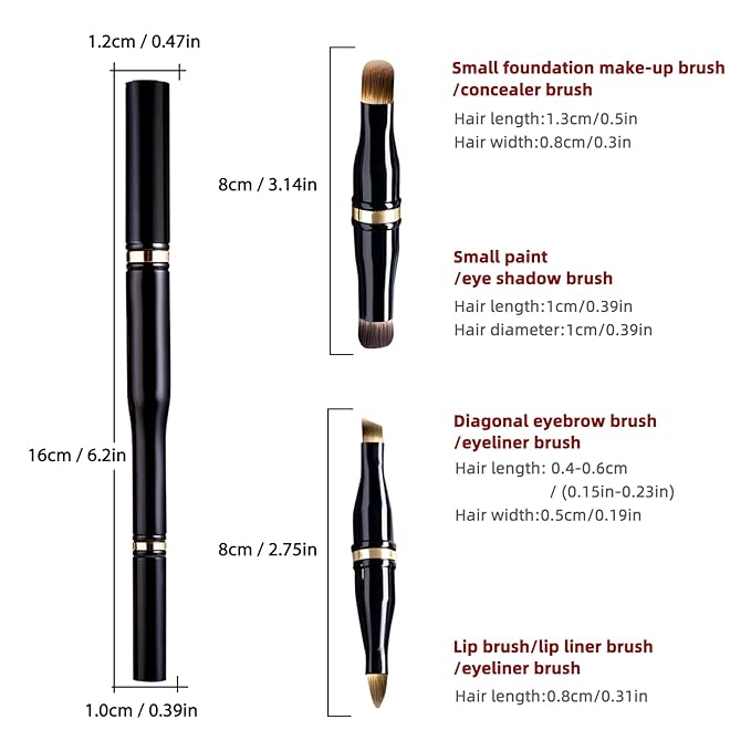 Unaone 4 in 1 Makeup Brush - Travel Lip Brush Eyebrow Brush Eyeshadow Brush Concealer Brush, Portable Multi-function Makeup Brushes-VivaGrace Women
