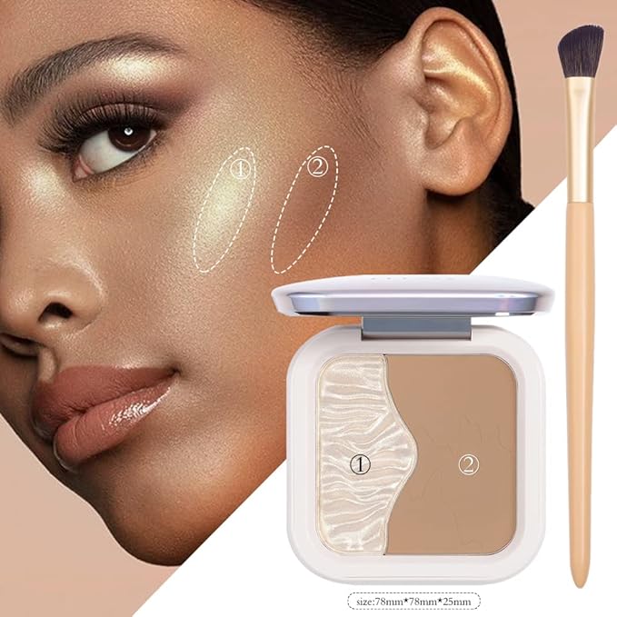 ELLESY Highlighter Makeup Palette Shimmer Face Bronzer and Highlighter Contouring Palette Makeup Kit Sculpting Contour Powder Palette with brush-C02-VivaGrace Women