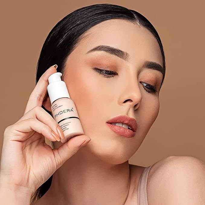 BestLand 2Pack PHOERA Foundation Full Coverage Liquid Foundation Cream - Long-lasting Lightweight Concealer - Oil-Free Formula - Natural Shade - Suitable for All Skin Types (104 Buff Beige & 105 Sand)-VivaGrace Women