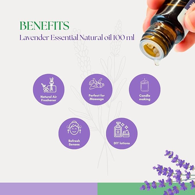 Roots & Above Pure Natural Lavender Essential Oil 3.38 oz/100ml for Diffuser, Skin, Hair, Self-Care, Soap & Candle Making Scent Fragrance-VivaGrace Women