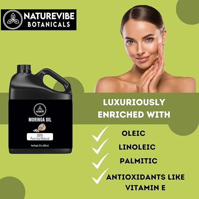 Naturevibe Botanicals Moringa Oil 32 Ounces | 100% Pure and Natural | Great for Skin Care and Hair Care-VivaGrace Women