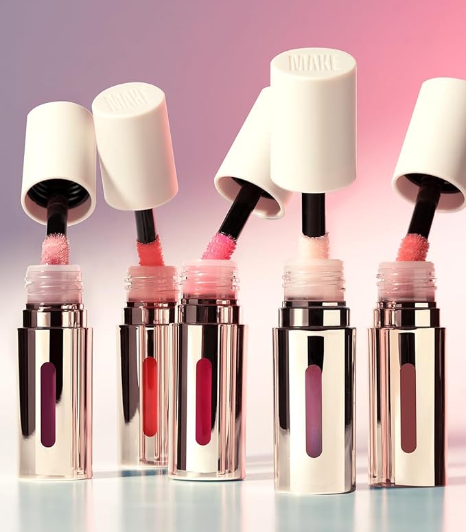 MAKE Beauty Serum Balm Hydrating Lip Oil. Vegan moisturizing lip gloss with plumping effect. Lip treatment cream for soft, smooth, shiny lips - Shade, Sun Flare-VivaGrace Women