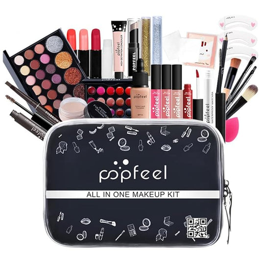 All In One Makeup Kit for Women Full Gift Surprise Makeup Set Includes Makeup Brush Set Eyeshadow Palette, Lip Gloss Set, Liquid Lipstick, Makeup Sponge, Foundation, Concealer, Eyebrow Pencil, Blush and etc (KIT004)-VivaGrace Women