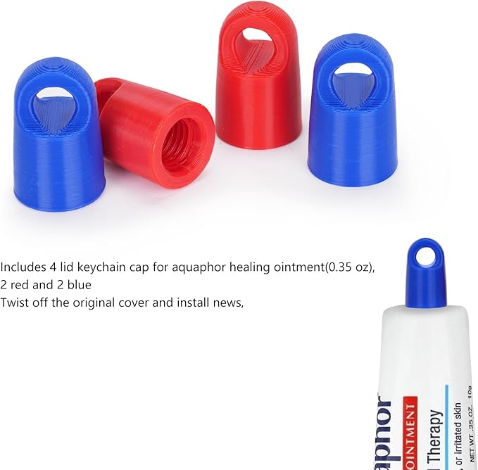Keychain Cap For Aquaphor Healing Ointment 0.35 Ounce Tubes,4 Pack Portable Lid Cap Suitable For Travel And Outings-VivaGrace Women