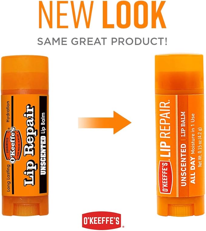 O'Keeffe's Unscented Lip Repair Lip Balm for Dry, Cracked Lips, Stick, (Pack of 9)-VivaGrace Women