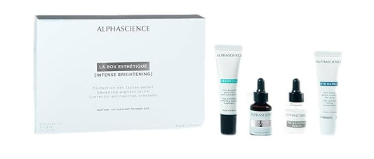 ALPHASCIENCE La Box Esthetique [Intense Brightening] Discovery Kit - MELA BRIGHT [C+], REGEN [HX], HA BOOSTER, & EYE MATRIX - Helps Reduce Look of Dark Spots & Scars - Moisturizing & Soothes - 1 Kit-VivaGrace Women