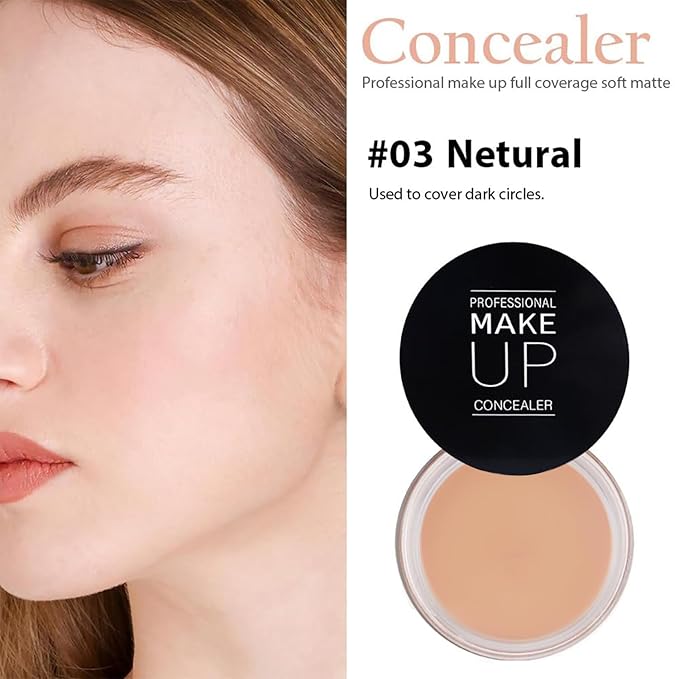 7 Color Solid Concealer Full Coverage Correcting Cream Concealer Waterproof Long-lasting Under Eye Concealer for Dark Circles Color Corrector Pro Concealer (Color 03)-VivaGrace Women