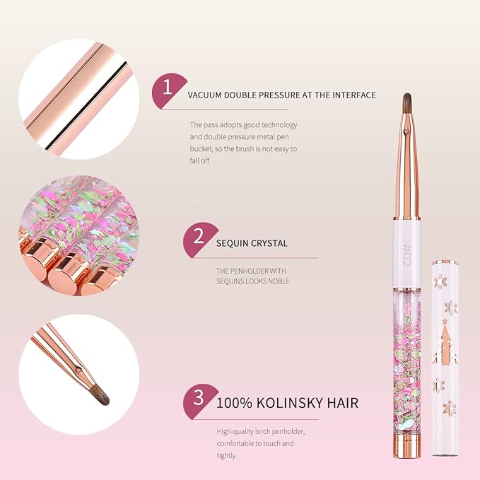 Acrylic Nail Brush Size 2,KEMEISI 100% Pure Kolinsky Nail Art Brushes Sturdy Handle Oval Shaped Acrylic Powder Nail Design Tools for Professional Manicure DIY Home Salon (White)-VivaGrace Women