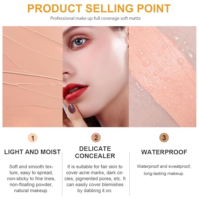 Kaely Pot Concealer Full Coverage Set,under Eye Brightener Concealer for Conceals Dark Circles,Waterproof Foundation Face Makeup Brush Kit,Color Correcting Concealer,Eye Ring corrector de ojeras 03-VivaGrace Women