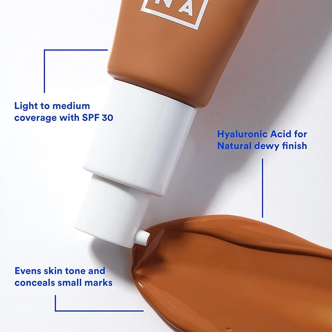 3INA 622 Tinted Moisturizer for Face with SPF 30 - Dark Sand - BB Cream with Light to Medium Coverage - Hyaluronic Acid Moisturizer for All Skin Tones - Vegan, Cruelty and Paraben Free Make Up - 1 oz-VivaGrace Women