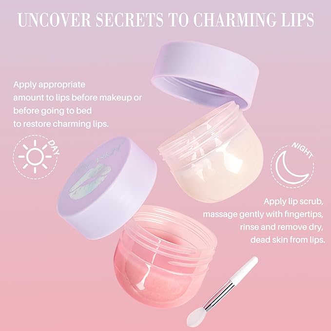 Lip Mask & Lip Scrubber Exfoliator Lip Sleeping Mask Overnight for Dark Lips to Lighten Moisturizer Lip Butter Balm for Dry Chapped Cracked Peel Lips Skin Care（Mint Flavor）-VivaGrace Women