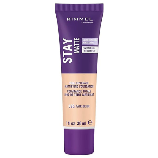 Rimmel London Stay Matte Liquid Mousse - 085 Fair Beige - Foundation, Lightweight, Shine Control, Oil-Free, 1oz-VivaGrace Women