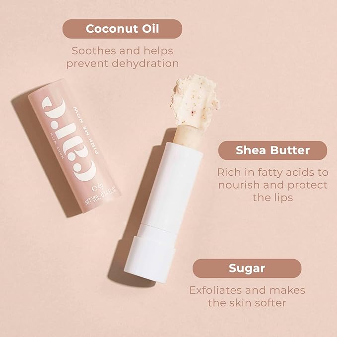 PINK ME NOW, Exfoliating Rosy Lip Balm, Daily Natural Lip Balm with 3-in-1 Action, (4g)-VivaGrace Women