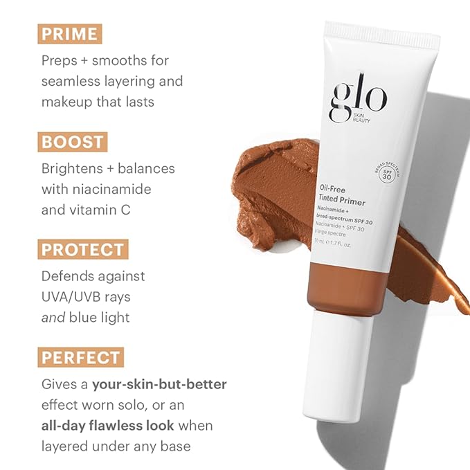 Glo Skin Beauty Oil-Free Tinted Primer SPF 30, (Deep) 1.7 oz - Mineral Makeup for Face, 4-in-1 Foundation Primer, Sheer Coverage, Skincare & Sunscreen With Broad Spectrum UVA/UVB Protection-VivaGrace Women