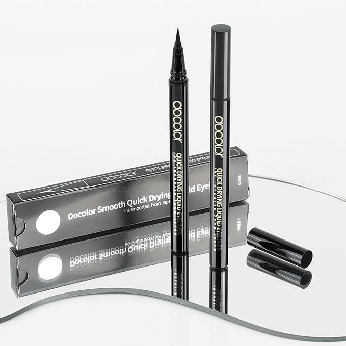 docolor Waterproof Black Eyeliner Liquid Pen and Black Eyeliner Gel Smudge-proof Gel Eye Liner Pencil, 2PCS