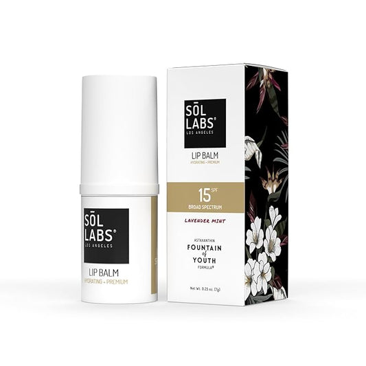 SPF 15 Lip Balm Sunscreen, Shea Butter Intensive Hydration, Revitalizing Antioxidants, Zinc UV Protection, Reduces Lip Lines, Oversized 11g Tube, Rejuvenating Lavender Mint-VivaGrace Women