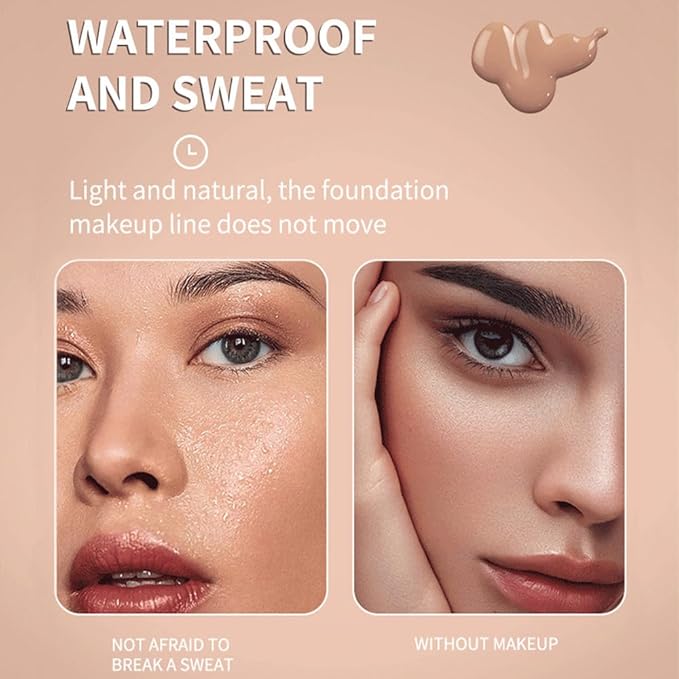 Matte Cream Oil Free Concealer Foundation Pack with Foundation Brush,Base Facial Matte Full Coverage Liquid Tattoo Concealer Hide Foundation Primer Make-up Kit.1.67 Fl.Oz (08#)-VivaGrace Women