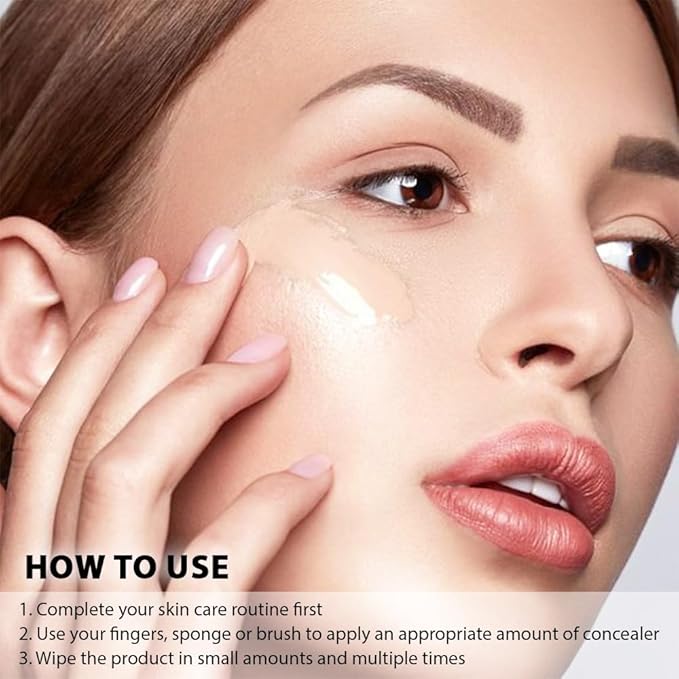 Pro Under Eye Full Coverage Liquid Concealer to Cover Dark Circles, Scars,Redness,Spots,Fine Lines,Corrector Anti-Aging Natural Finish, Moistening Smooth Cream,Waterproof 0.4 * 2 fl oz-Light+Medium-VivaGrace Women