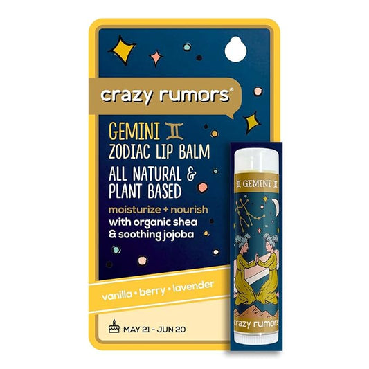 Crazy Rumors Gemini Zodiac All Natural, Plant Based Lip Balm to Moisturize and Nourish your Lips - Air Blend (Vanilla Cream, Fresh Berry and Botanical Lavender)-VivaGrace Women