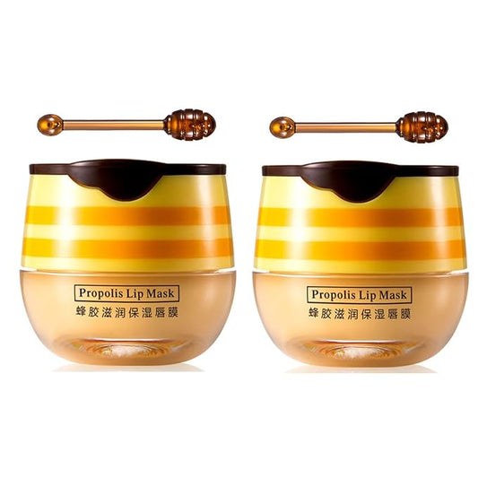 2 PCS Bee Lip Balm Honey Pot,Honey Lip Mask,Honey Propolis Lip Mask Moisturizing Moisture Nourishing Dry & Chapped Lips,Lip Care and Reduces Lip Lines-VivaGrace Women