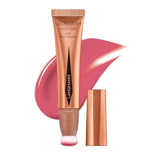 LANGMANNI Liquid Contour Beauty Wand, Face Concealer Contouring,Highlighter,Blusher Stick with Big Cushion Applicator.Cream Contour Stick For Finish Face Contour Makeup. (#03 Blush Pen)-VivaGrace Women
